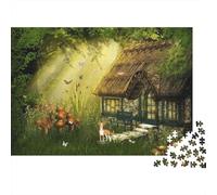 Forest Cottage Sunlight Puzzles 1000 Piezas Material Reciclado Magical Woods Adulto Jigsaws Developing Chico & Chicaren‘s Inteligencia Parent Boy & Girl Game Activity 38x26cm/1000Ps