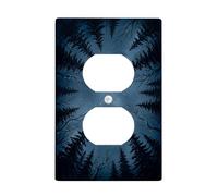 Forest Duplex - Placa de pared para pared, diseño de estrellas místicas, horizonte, otoño, azul, plástico, tamaño estándar, doble toma de corriente, para sala de estar, dormitorio, decoración de