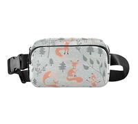 Forest Fox - Cangurera impermeable para mujer, antirrobo, riñonera de viaje, diseño de zorro forestal, verde claro, 8 x 5.3 x 2.3 pulgadas, divertido y lindo, zorro de bosque verde claro, 8 x 5.3 x