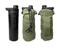 Forest Fundamentals Bolsa aislada para botellas, compatible con filtros de agua Grayl, botellas de boca ancha de 32 onzas y vasos anidados, lona de algodón encerado hecha a mano y lana hervida inglesa