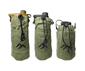 Forest Fundamentals Bolsa aislada para botellas, compatible con filtros de agua Grayl, botellas de boca ancha de 32 onzas y vasos anidados, lona de algodón encerado hecha a mano y lana hervida inglesa