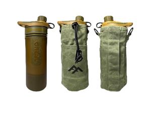 Forest Fundamentals Bolsa aislada para botellas, compatible con filtros de agua Grayl, botellas de boca ancha de 32 onzas y vasos anidados, lona de algodón encerado hecha a mano y lana hervida inglesa