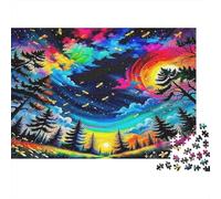 Forest Illustration Puzzles 1000 Piezas Recycled Colorful Clouds Senior Puzzles Juego De Fiesta Props Excelente Regalo Idea para la Familia y Amigos Cumpleaños 70x50cm/1000pcs