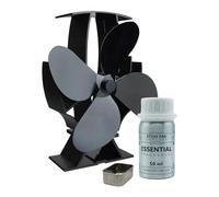 Forest Master SuperFast Ventilador de estufa de aire semicalentado con soporte para fragancia, quemadores de leña y quemadores de troncos, distribución eficiente del calor (incluye 1 fragancia), Negro