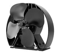 Forest Master Ventilador de estufa Viking Advanced - Potente diseño de 4 cuchillas para una circulación de calor ecológica en estufas y chimeneas de leña (negro satinado, aire vikingo)