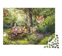 Forest Picnic Puzzle for Niños 1000 Piece Reciclable Fairy Tale Jigsaw Puzzle Divertido and Desafiante Familia Juego Idea for Child‘s Cumpleaños 38x26cm/1000pcs