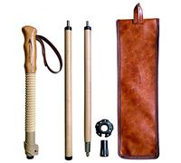 FOREST PILOT Bastones de trekking, 1 unidad, ajustable, madera de haya fuerte, natural, cierre abatible, agarre de madera de haya, correa de cuero (marrón)