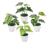 FOREST PRINCE 4 Piezas Plantas Artificiales Pequeñas, Mini Ecologización Artificiales Macetas Plantas Falsas de Plásticos para Sala de Estar Decorativa, Dormitorio, Cocina, Decoración de Interiores