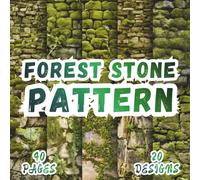 Forest Stone Pattern: 20 Moss Covered Rock Textures, Earthy Seamless Backgrounds, 8.5 x 8.5 Inch, Printable Papers for Scrapbooking, Junk Journals, Nature Themes, Mixed Media & DIY Crafts