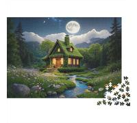 Forest Stream Cabin Jigsaw Jigsaw Puzzle 1000 Piezass Material Reciclable Fairy Tale House Jigsaw Puzzles for Adultos Divertido Present & Actividad for Hogar Excelente Regalo Idea for Men 52x38cm...