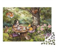 Forest Tea Fiesta Puzzles 1000 Piece Reciclable Fairy Tale Puzzle for Elderly Educativo Juego Decompression Ideal for Vacaciones Bendiciones Regalo 70x50cm/1000pcs