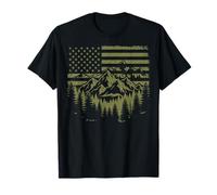 Forest Tree Wildlife Nature Outdoor American USA Flag Camiseta