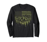 Forest Tree Wildlife Nature Outdoor American USA Flag Manga Larga