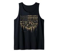 Forest Tree Wildlife Nature Outdoor Camo American USA Flag Camiseta sin Mangas