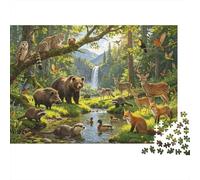 Forest Wildlife Puzzles 1000 Piezass Reciclado Material Waterfallfall Puzzles for Personas Mayores Alivia la Demencia Senil Fun Actividad de Juego Familiar Home 52x38cm/1000pcs
