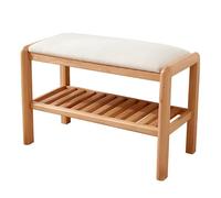 forestalk Banco de Zapatos de Entrada con cojín, Organizador de Almacenamiento de Madera de 2 Tirantes para Pasillo, Asiento cómodo para Cambiar Zapatos, Marco de Madera Duradero