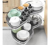 forestalk Carrusel de esquina de cocina - Bandeja giratoria de 2 niveles y organizador de cesta deslizante para armarios de 800-900 mm