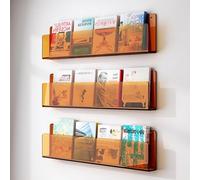 forestalk Clear Acrylic Wall Mounted Floating Shelves, Invisible Book Display Stand for Living Room Office, Space Saving Magazine Rack with Heavy Duty Support, Modern Minimalist Design
