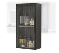 forestalk Gabinete de baño montado en la pared, gabinete de madera para medicina, gabinete de ducha de metal sobre el inodoro con puertas de cristal para cuarto de lavado y sala de estar (tamaño: 25 x