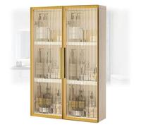 forestalk Gabinete de baño montado en la pared, gabinete de madera para medicina, gabinete de ducha de metal sobre el inodoro con puertas de cristal para lavadero y sala de estar (tamaño: 60 x 14 x 75