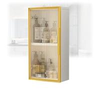 forestalk Gabinete de baño montado en la pared, gabinete de madera para medicina, gabinete de ducha de metal sobre el inodoro con puertas de cristal para lavadero y sala de estar (tamaño: 25 x 14 x 60