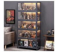 forestalk Gabinete de exhibición Gris gabinete de curiosidad con Puertas acrílicas, Figuras y Vitrina de recolección de curiosidades, exhibición de pie de pie para Figuras y colección de curiosidades