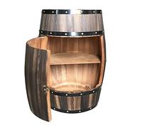 forestalk Gabinete de vino de madera maciza con puerta de bloqueo, almacenamiento decorativo de barril de cerveza, exhibición de madera natural para bodega de vino