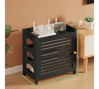 forestalk Gabinete del Router del bambú con la gestión del Cable, Soporte de WiFi Oculto para el módem, Organizador de la Caja de Medios ventilado, fácil Montaje, Blanco