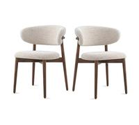 forestalk Juego de sillas de comedor tapizadas de madera maciza con cojín de lino y respaldo curvado para sala de estar y cocina