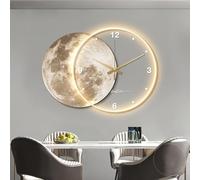 forestalk Lámpara de pared LED 3D en forma de luna, iluminación moderna art deco con reloj de pared minimalista, escultura de pared para decoración interior de estilo oriental (color: marrón)