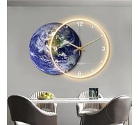 forestalk Lámpara de pared LED 3D en forma de luna, iluminación moderna art deco con reloj de pared minimalista, escultura de pared para decoración interior de estilo oriental (color: azul)