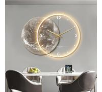 forestalk Lámpara de pared LED 3D en forma de luna, iluminación moderna art deco con reloj de pared minimalista, escultura de pared para decoración interior de estilo oriental (color: gris)