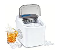 forestalk Máquina para hacer hielo, máquina portátil de cubitos de hielo con autolimpieza, 12 kg en 24 horas, crea 9 cubos de bala en 6-8 minutos, incluye asa, cesta y cuchara