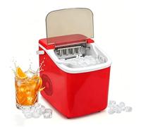 forestalk Máquina para hacer hielo, máquina portátil de cubitos de hielo con autolimpieza, 12 kg en 24 horas, crea 9 cubos de bala en 6-8 minutos, incluye asa, cesta y cuchara