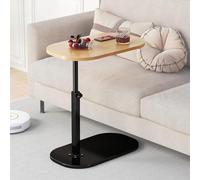 forestalk Mesa lateral en forma de C de altura ajustable 360 ° mesa de extremo giratoria para sofá/cama/bañera/moderna pequeña mesa de centro con un deslizador en diseño (Color: madera elevable)