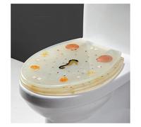 forestalk Ocean Series Art - Asiento de inodoro de resina de cierre lento con tapa, efectos 3D, tapa de inodoro resistente con delfín, estrella de mar, conchas marinas reales y arena para inodoro tipo