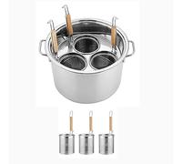 forestalk Olla comercial de acero inoxidable para pasta con divisor y colador, juego de insertos de 3/4/5 agujeros para uso en el hogar, cocina y restaurante