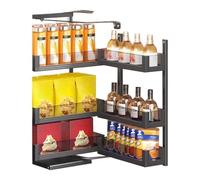 forestalk Organizador de almacenamiento para debajo del gabinete, cesta extraíble de 3 niveles para condimentos y aperitivos, altura ajustable, movimiento deslizante para cocina y baño