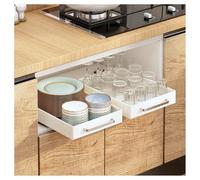 forestalk Organizador de gabinete extraíble, estantes de almacenamiento adhesivos deslizantes para cocina y despensa, sin taladrar, rieles de amortiguación suaves