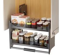 forestalk Organizador de gabinete extraíble, estantes de cocina de 2 niveles, ahorro de espacio ajustable para armarios superiores, diseño resistente para una máxima e almacenamiento