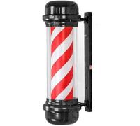 forestalk Poste LED de barberos, letrero giratorio para peluquería al aire libre con diseño impermeable y rayas rojas y blancas, lámpara de pared luminosa