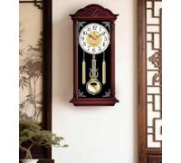 forestalk Reloj de pared con péndulo, retro, grande, para sala de estar, silencioso, funciona con pilas, decorativo, sin timbre, reloj tradicional de péndulo, 60 cm de alto, reloj de regalo de