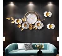 forestalk Reloj de pared para decoración de sala de estar, reloj de pared grande de metal de 37 pulgadas, diseño artístico de hojas de ginkgo, rojo (color: blanco)