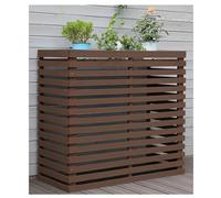 forestalk Wood AC Cover 3 Panel Privacy Screen Outdoor Fence for Trash Can Garden Tools, Ventilated Louver Design Hides Bulky Units & Enhances Yard Aesthetics, Durable Barrera Protectora