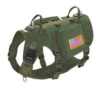 Forestpaw Arnés táctico para Perro de tamaño Mediano, con asa, Estilo Militar sin tirones, con Bolsillos Ajustables para Perros medianos y Grandes, Color Verde, Pecho de 19.5-41.5 Pulgadas