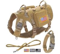 Forestpaw - Arnés táctico para Perros con Correa elástica, arnés Militar antitirones para Entrenamiento de Caminata, Ajustable para Perros medianos y Grandes, Caqui, para Pecho de 54,6 a 114,3 cm
