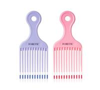 Foretic Peine suave para cabello rizado, grueso, medio a largo, facial (rosa, morado)