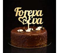 Foreva Eva - Decoración rústica para tartas de boda con diseño de silueta de novia y novio, decoración para tartas de boda, despedida de soltera, regalos de despedida de soltera, color dorado de 6