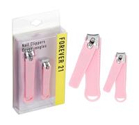 Forever 21 Juego de cortaúñas de 2 piezas de color rosa suave al tacto, paquete económico, cortaúñas de precisión grande y pequeño, herramientas esenciales de manicura y pedicura