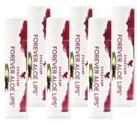 Forever Aloe Lips - Bálsamo labial de alta calidad con aloe vera, aceite de jojoba y cera de abejas para labios secos y agrietados, certificado dermatest, sin gluten (6 x 4,25 g)